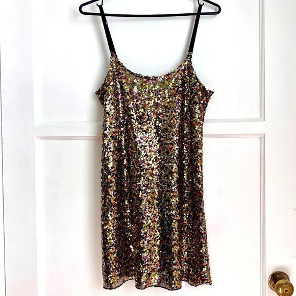 Free People Intimately Size M Multicolor Sequin Slip Dress Colorful Party - Picture 1 of 12
